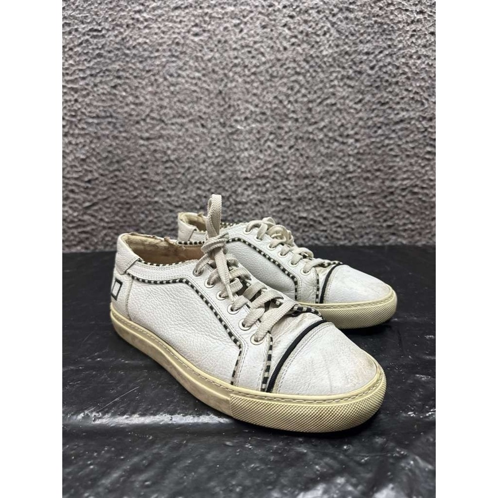 D.A.T.E.‎ Leather Low Top Lace Up Casual Sneakers White Womens Size 37 EU